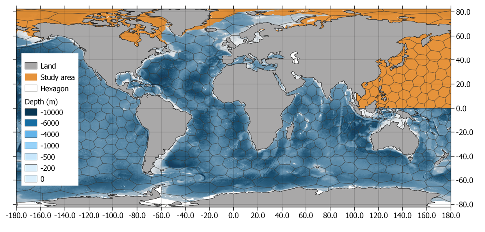 Marine species distribution along the NW-Pacific and the Arctic Ocean